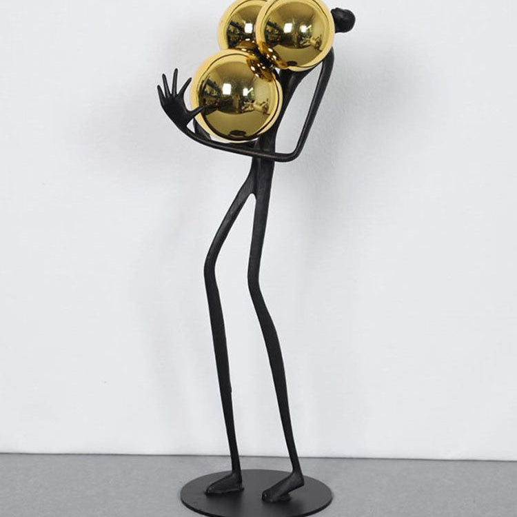 Royelux Modern Abstract Metal & Gold Sphere Sculpture - Elegant Home Decor Figurine