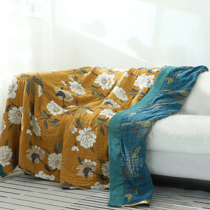Lumora Reversible Cotton Quilt With Boho Yellow Floral Design, Soft Durable Comfort