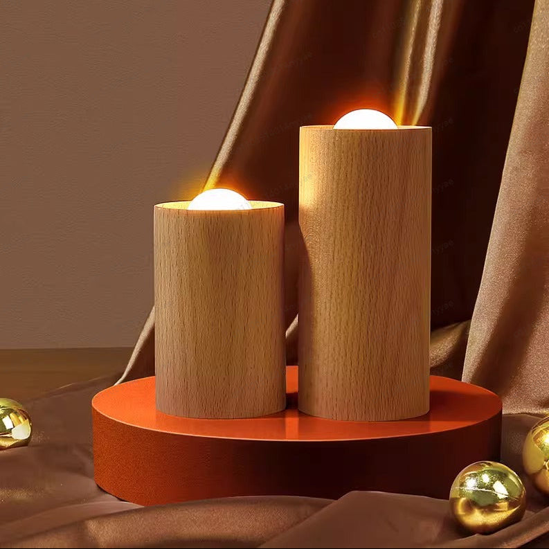 LuxRoyale Minimalist Wood LED Lamp- USB Rechargeable Warm Ambient Light