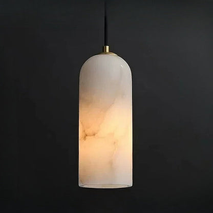 LuxRoyale Nordic Natural Alabaster Stone Pendant Light With Brass Fixture