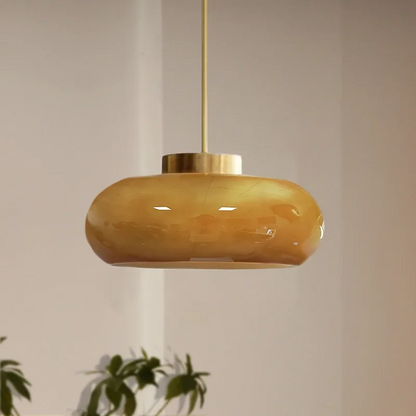 Lumora Vintage Semi-Flush Ceiling Light With Orange Dome Glass Shade For Bedroom