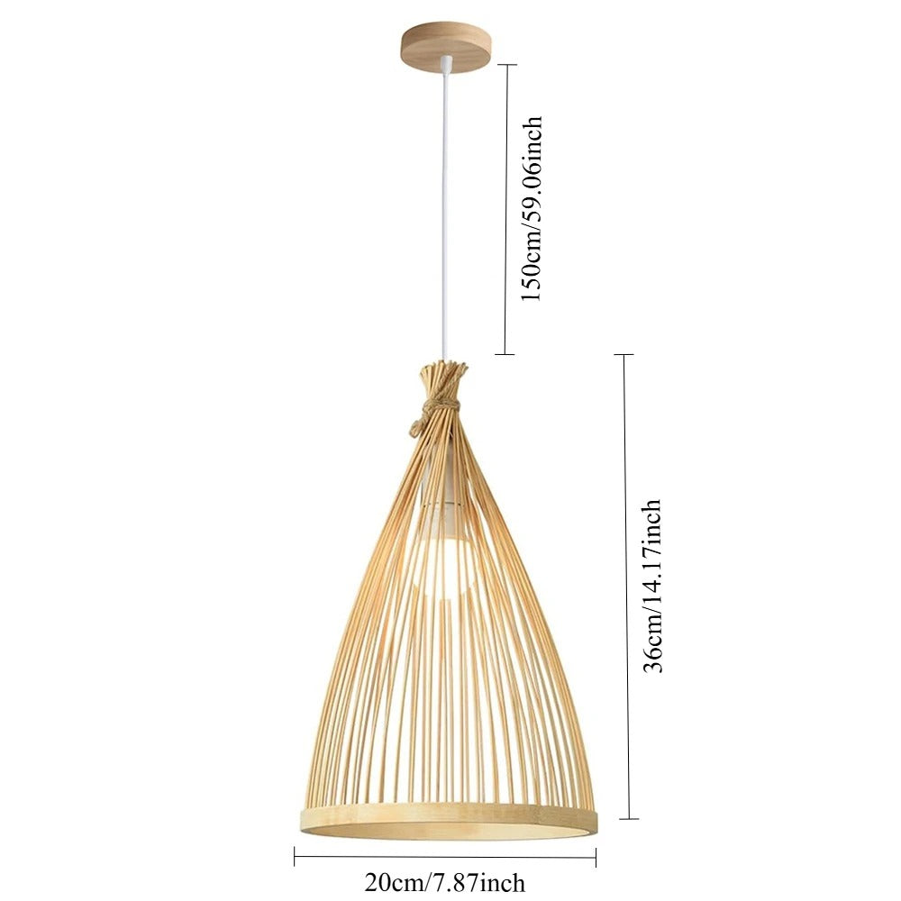 Royelux Artisan Tapered Bamboo Pendant Light for Organic Decor