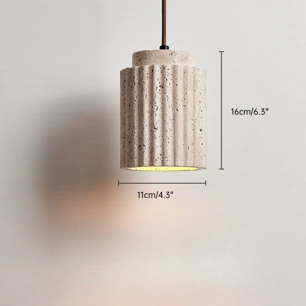 LuxRoyale Fluted Travertine Stone Pendant Light for Modern Kitchen Island