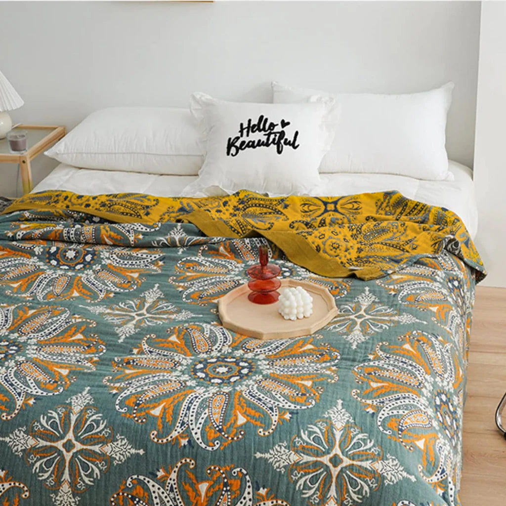 Royaleva Premium Double Sided Floral Cotton Quilt with Breathable Organic Fabric For Year Round Comfort