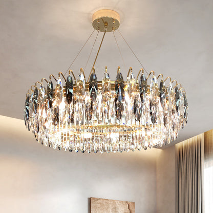 LuxRoyale Modern Crystal Chandelier Round Ceiling Light for Living Room
