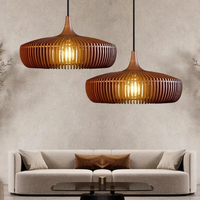 Lumora Japandi Wooden Pendant Light - Modern Minimalist Kitchen Island Lighting