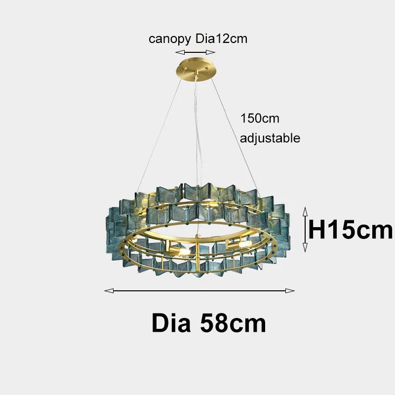 LuxRoyale Contemporary Glass Cube Chandelier-LED Gold Light Fixture