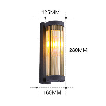 Royelux Solar Outdoor Vintage Ribbed IP65 Wall Sconce Light Fixture