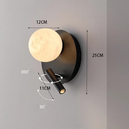 LuxRoyale Modern Alabaster Wall Sconce with Adjustable LED Reading Light