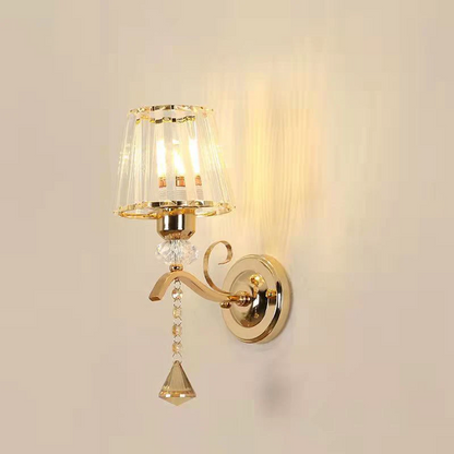 RoyaleGlow Gold Crystal Wall Sconce Modern Vanity Light Fixture