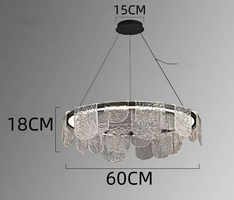 RoyaleGlow Modern Scalloped Glass LED Chandelier - Remote Dimmable Hanging Light Fixture