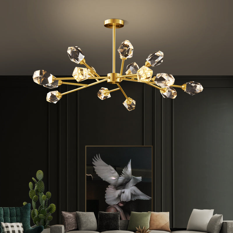 RoyaleGlow Modern Crystal Chandelier Lighting with Gold Finish for Living Room