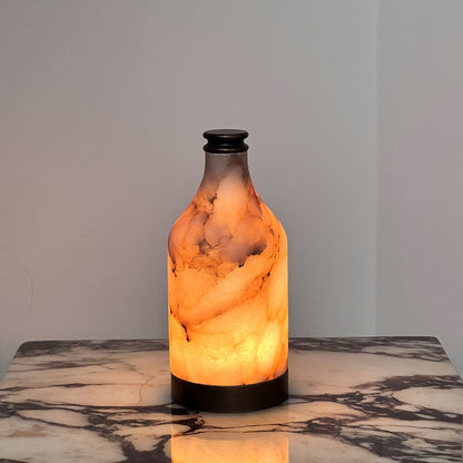 RoyaleGlow Natural Alabaster Modern Accent Lamp - Elegant Bottle Shaped Table Light