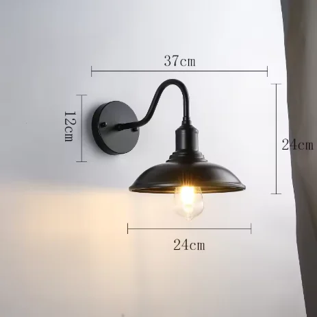 Royaleva Industrial Matte Black Metal Wall Sconce with Exposed Bulb