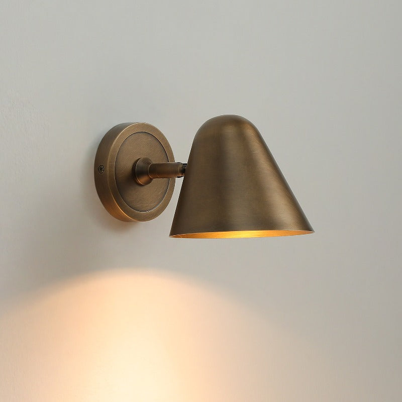 LuxRoyale Modern Solid Brass Conical Wall Sconce - Elegant Downlight Fixture