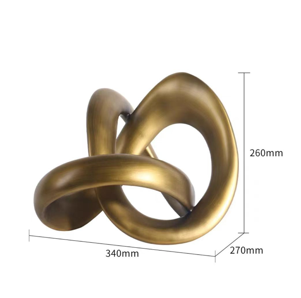RoyaleGlow Abstract Gold Knot Sculpture - Modern Geometric Resin Home Decor