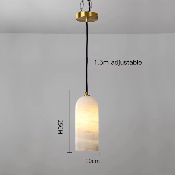 LuxRoyale Nordic Natural Alabaster Stone Pendant Light With Brass Fixture