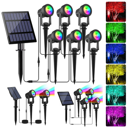 1/2/4/6 Lights RGB Solar Spotlight IP65 Waterproof Solar Light Outdoor Garden Light For Christmas Halloween Party Decor 0