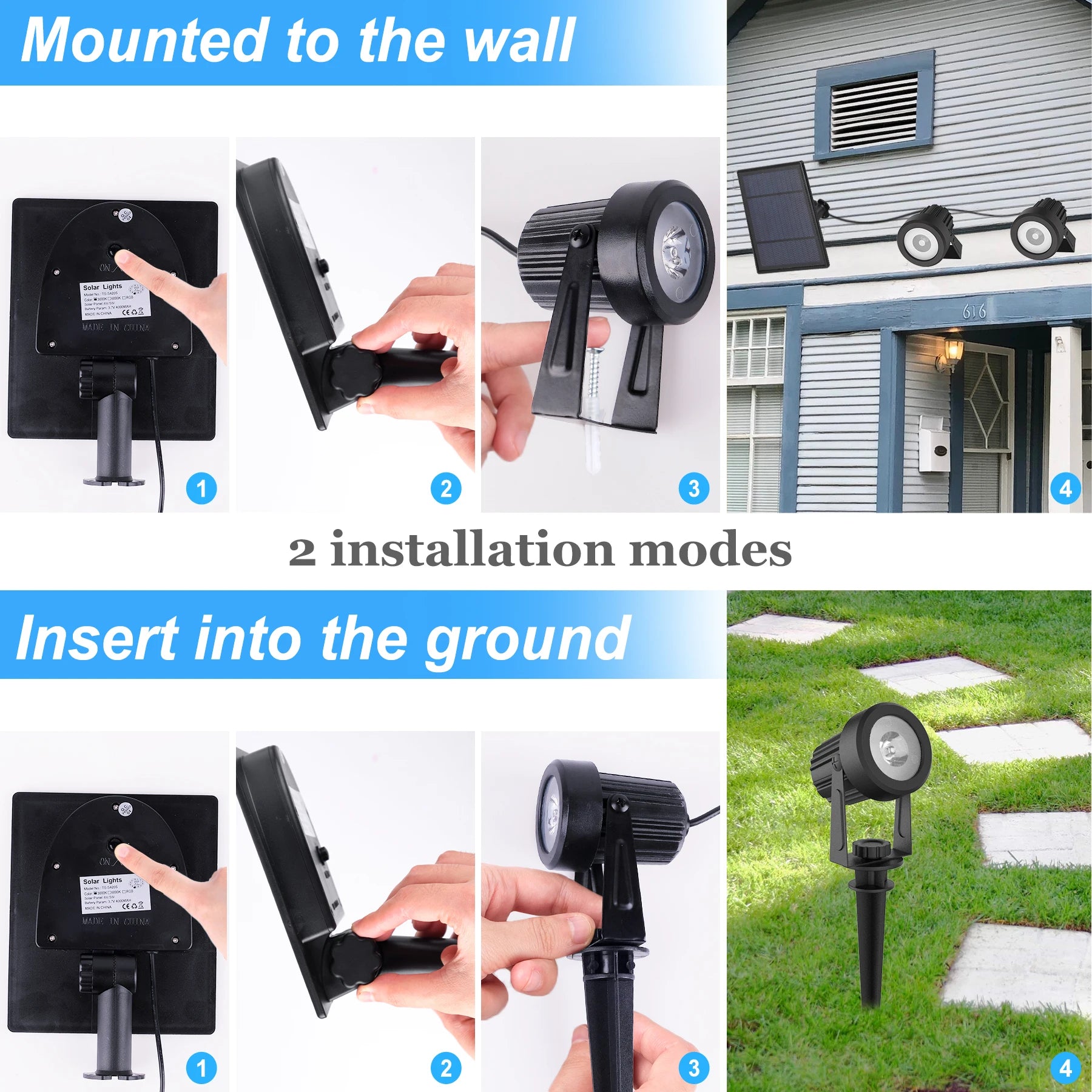 1/2/4/6 Lights RGB Solar Spotlight IP65 Waterproof Solar Light Outdoor Garden Light For Christmas Halloween Party Decor 1