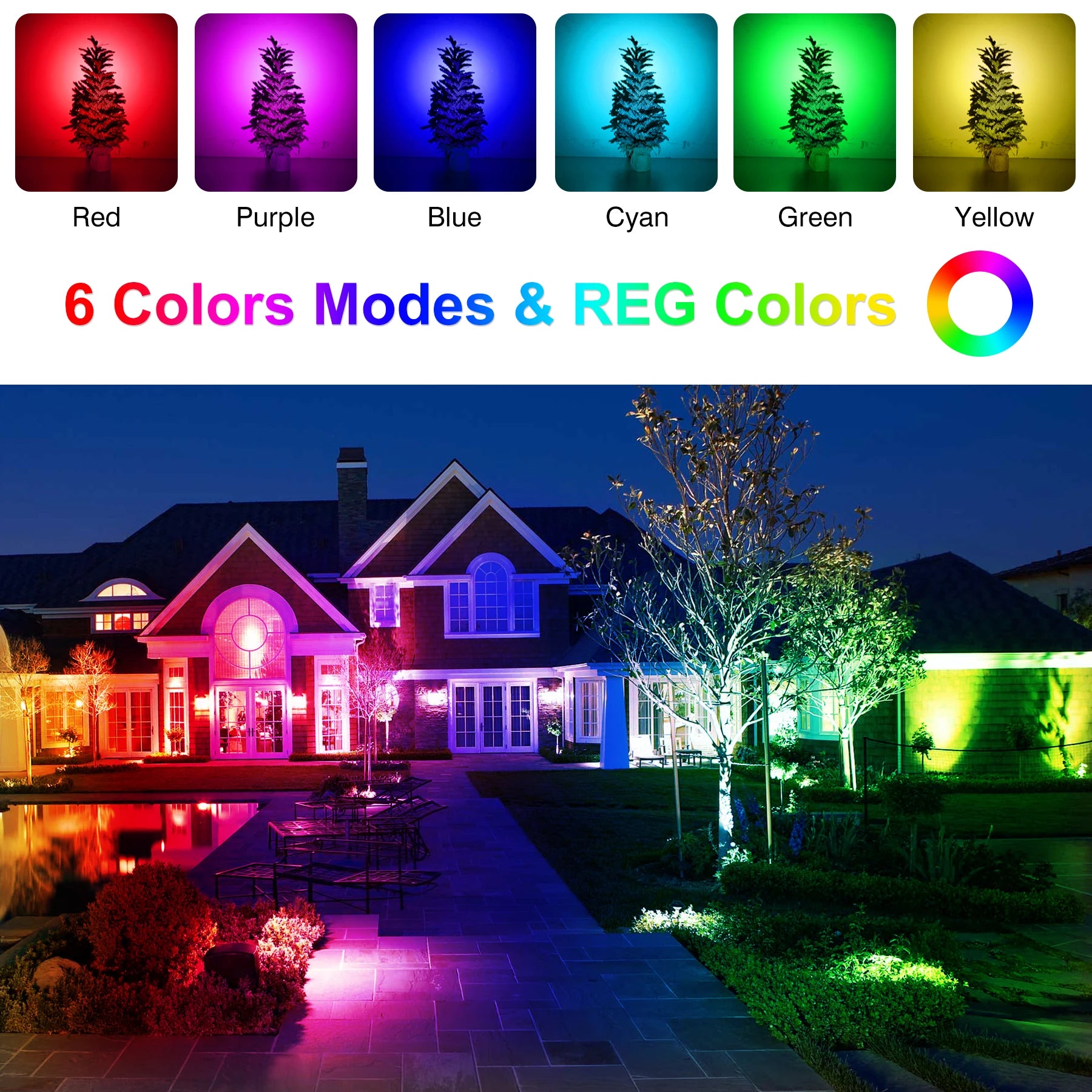 1/2/4/6 Lights RGB Solar Spotlight IP65 Waterproof Solar Light Outdoor Garden Light For Christmas Halloween Party Decor 5