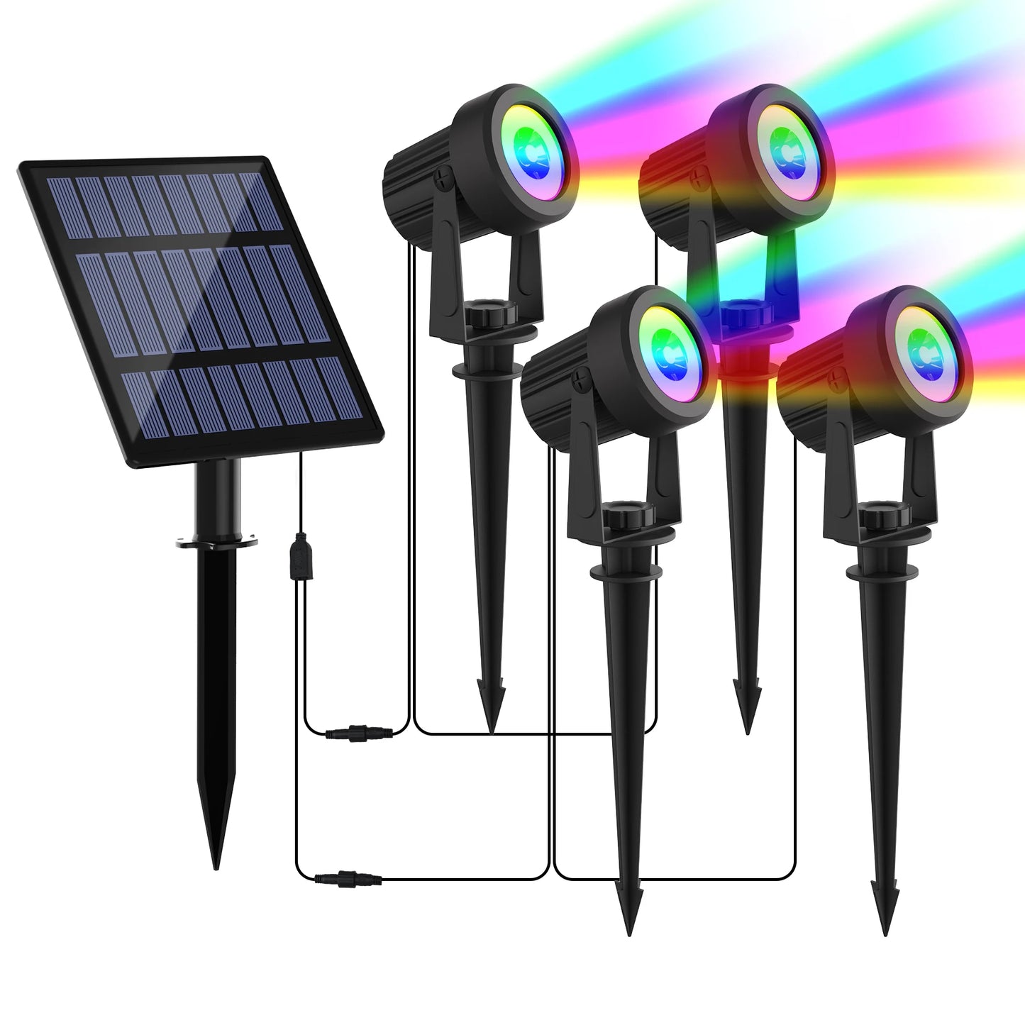 1/2/4/6 Lights RGB Solar Spotlight IP65 Waterproof Solar Light Outdoor Garden Light For Christmas Halloween Party Decor 8