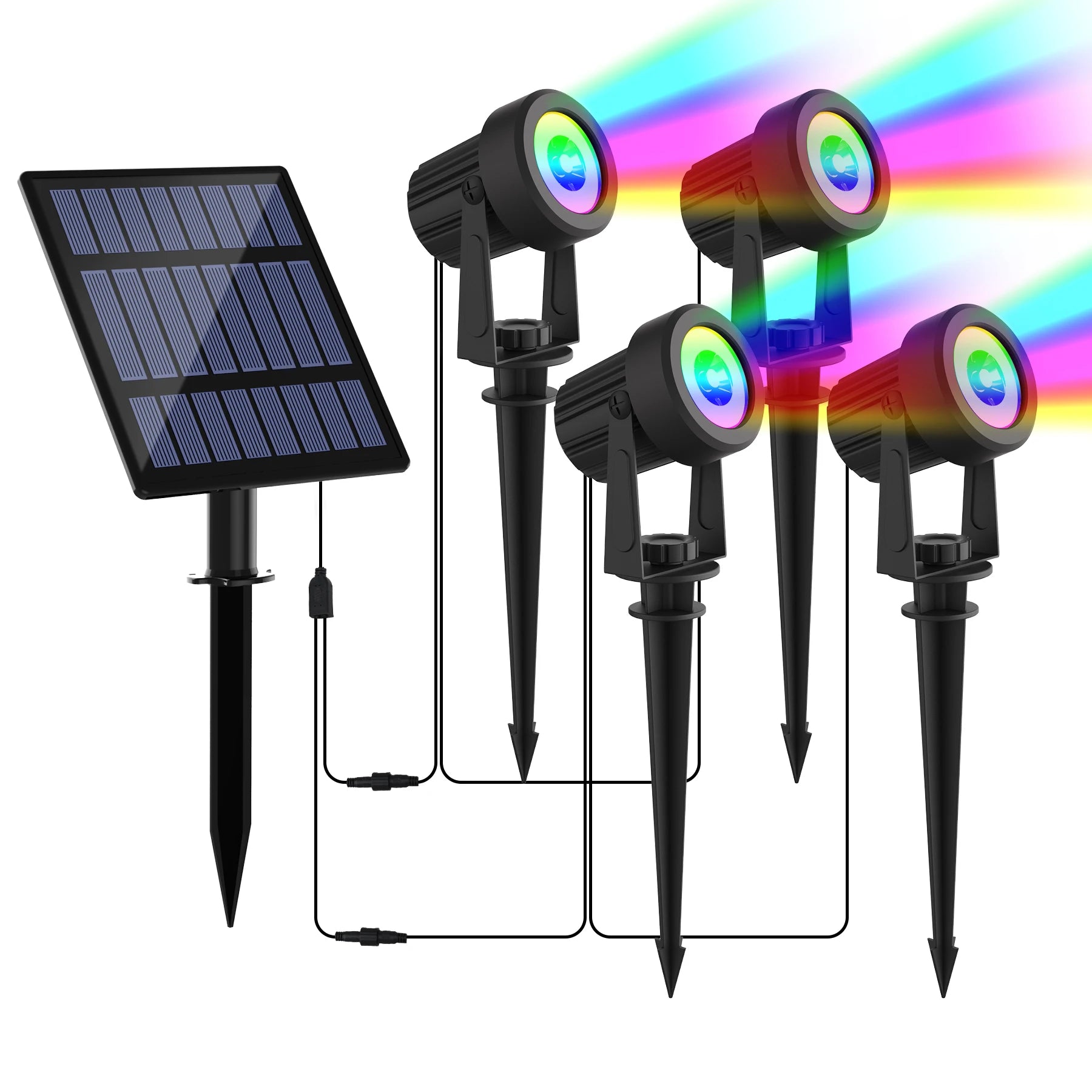 1/2/4/6 Lights RGB Solar Spotlight IP65 Waterproof Solar Light Outdoor Garden Light For Christmas Halloween Party Decor 8