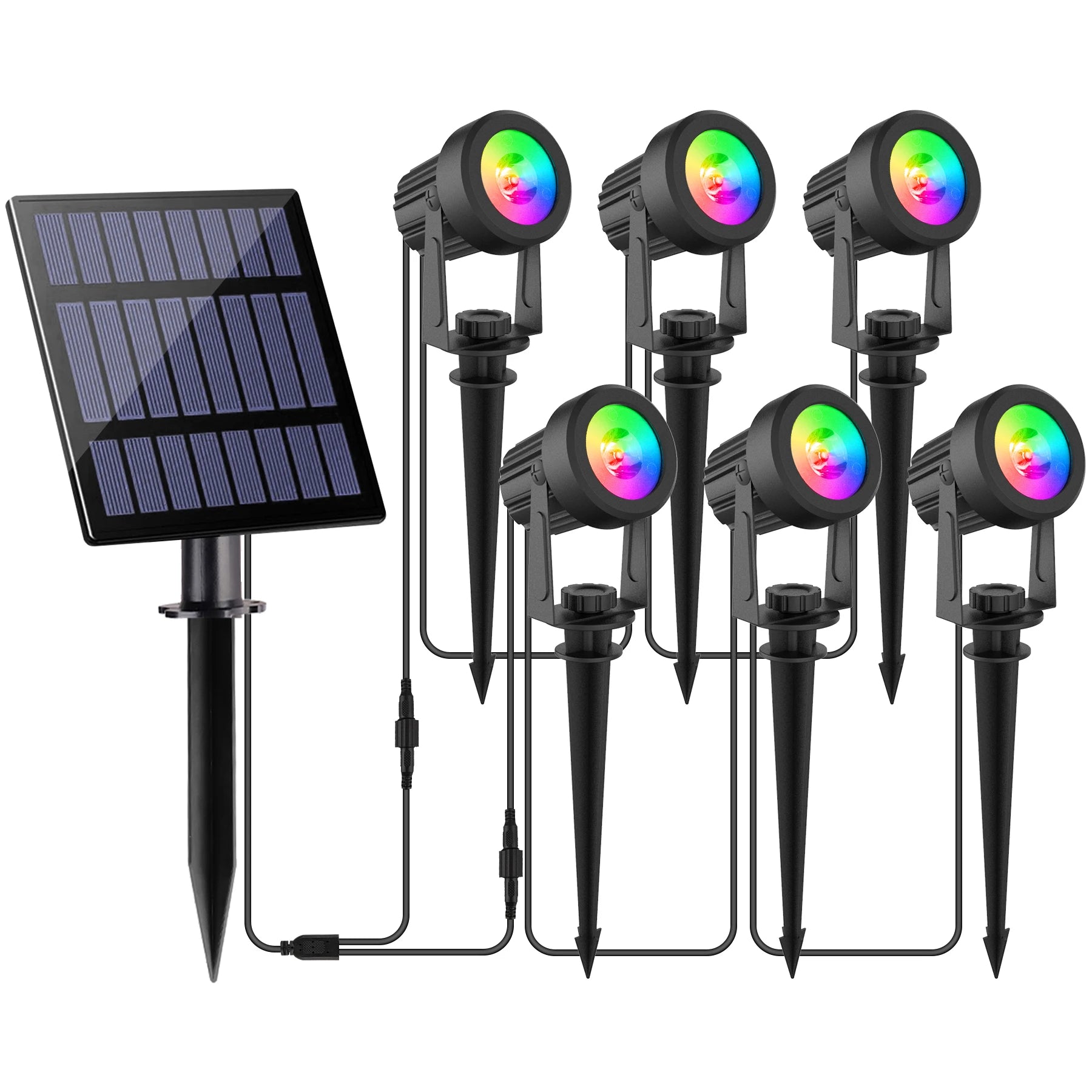 1/2/4/6 Lights RGB Solar Spotlight IP65 Waterproof Solar Light Outdoor Garden Light For Christmas Halloween Party Decor 9