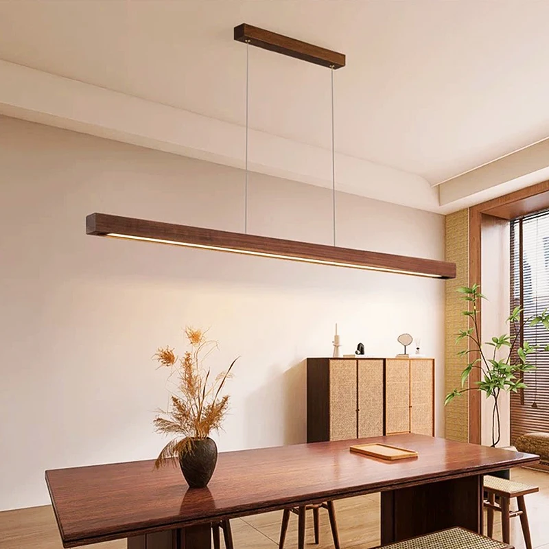 Rayvia Modern Linear Wood LED Pendant Light for Kitchen Island & Bar Dining