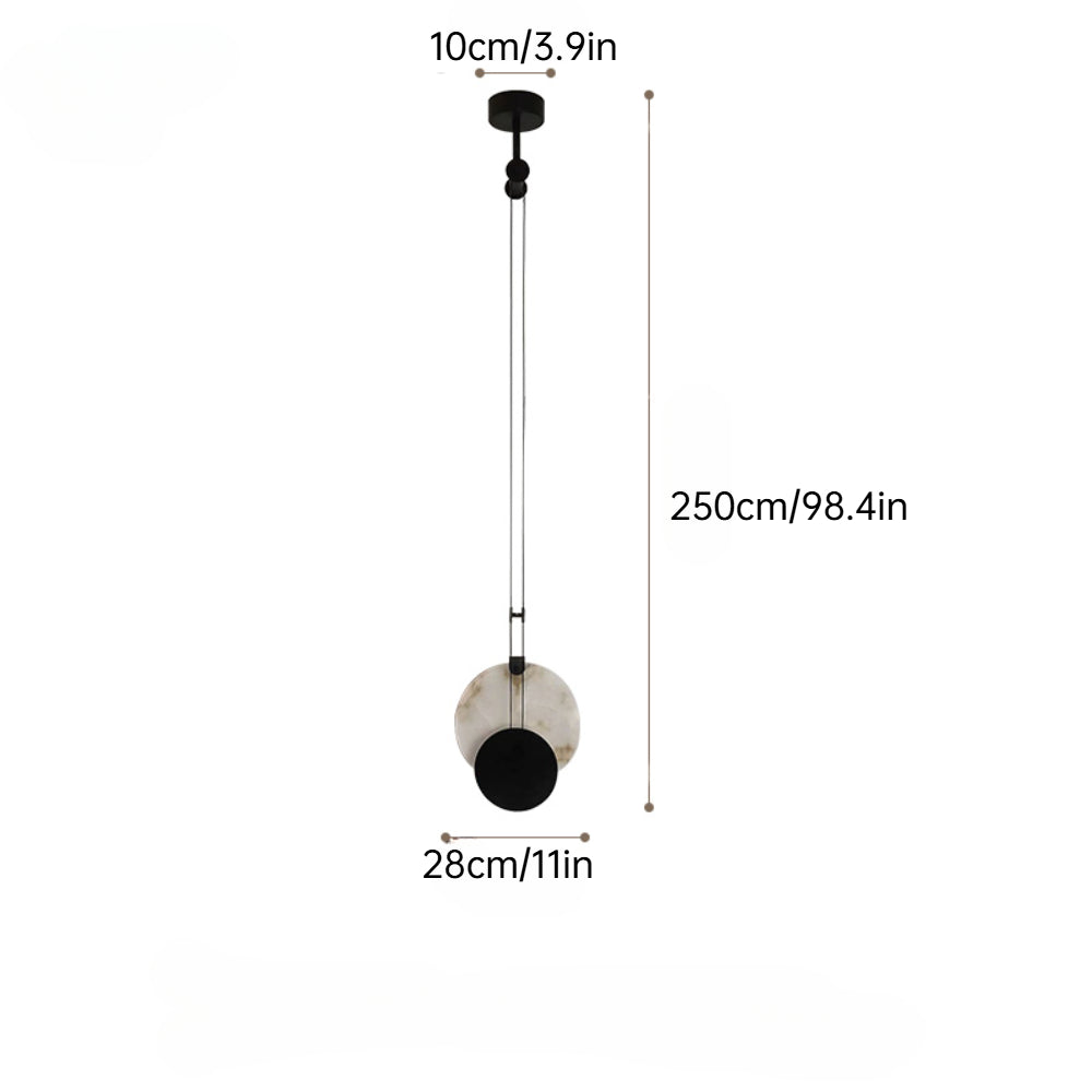 LuxRoyale Luna Alabaster LED Pendant Light-Black & White Disc Design