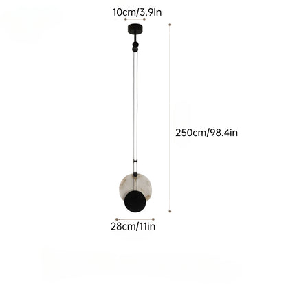 LuxRoyale Luna Alabaster LED Pendant Light-Black & White Disc Design