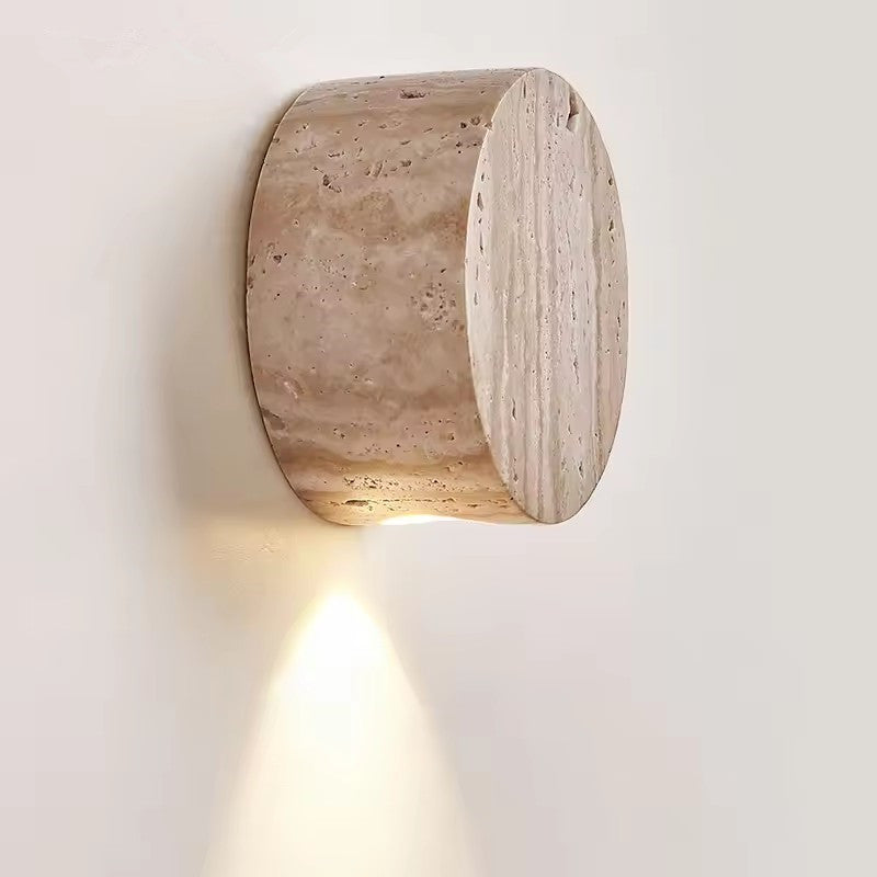 RoyaleGlow Natural Stone Wall Sconce-Minimalist Round LED Up And Down Light