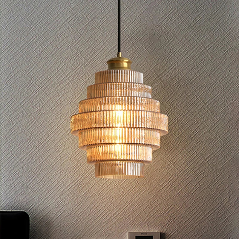 Royelux Tiered Glass Chandelier Pendant Light for Dining Room and Living Room