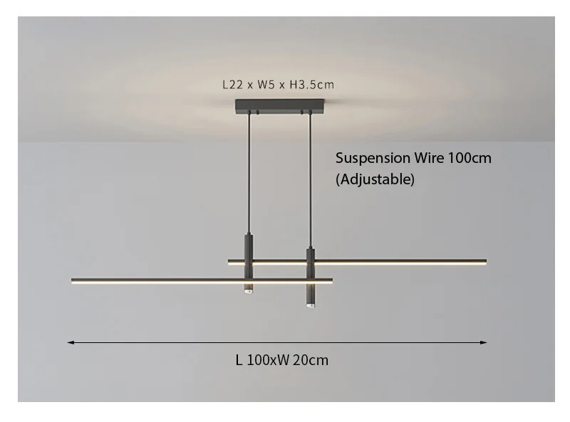 LuxRoyale Modern Linear Chandelier LED Pendant Light for Dining Room or Kitchen Island