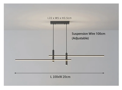 LuxRoyale Modern Linear Chandelier LED Pendant Light for Dining Room or Kitchen Island