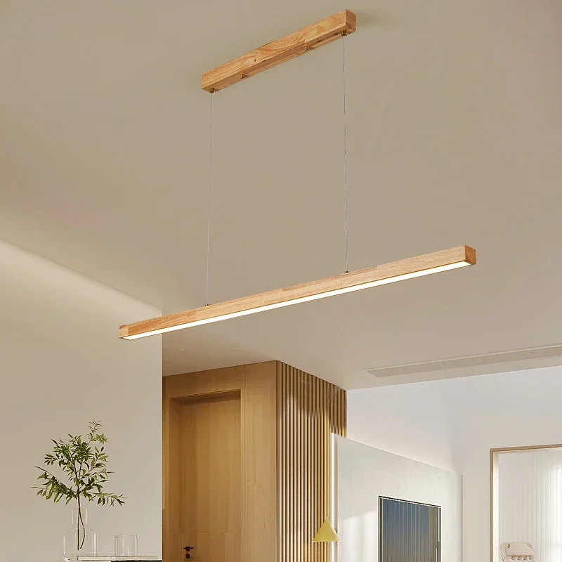 Rayvia Modern Linear Wood LED Pendant Light for Kitchen Island & Bar Dining