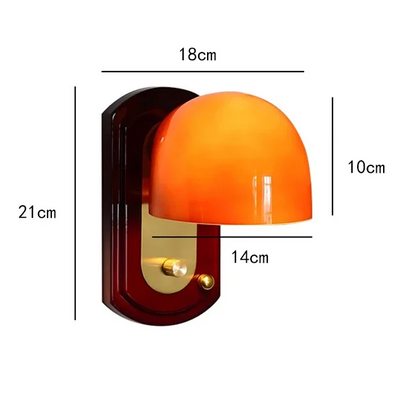 RoyaleGlow Modern Rounded Dome Wall Sconce - Sculptural Amber Glass Light Fixture