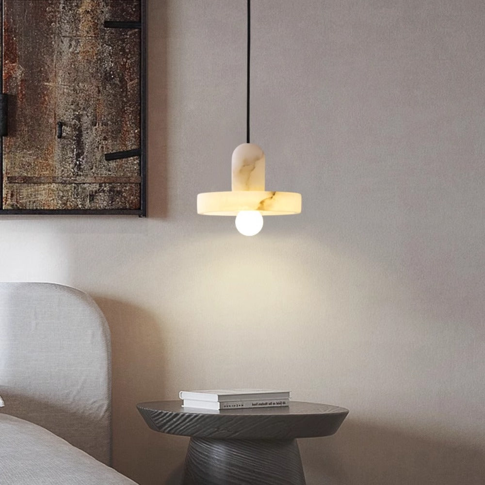 Royelux Marble Dining Pendant Light-Modern Minimalist White Stone Fixture