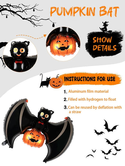1/3PCS Giant Black Bat Balloons with Wing Party Balloon For Cute Birthday Halloween Foil Balloons Decoraton 5