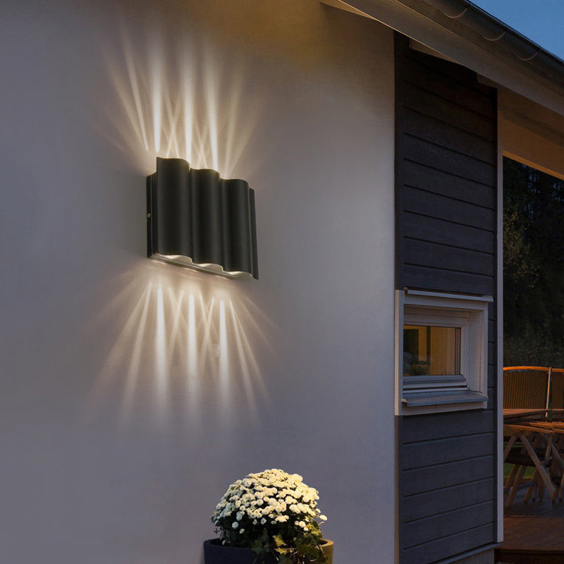 LuxRoyale Modern Outdoor Wall Sconce Black Up Down Light Fixture