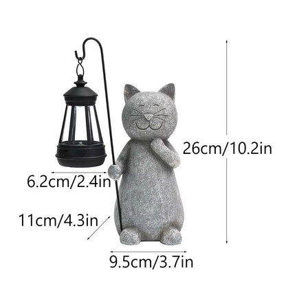 Lumora Outdoor Illuminated Resin Cat Garden Statue- Sunset Activated Warm Glow Decor