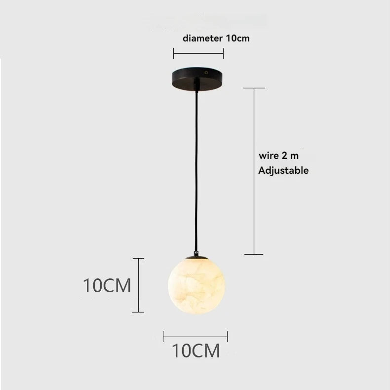 LuxRoyale Alabaster Globe Pendant Light In Black Or Brass Finish
