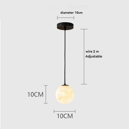 LuxRoyale Alabaster Globe Pendant Light In Black Or Brass Finish
