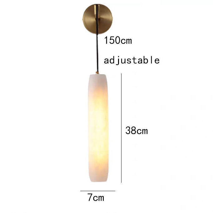 RoyaleGlow Modern Alabaster Wall Sconce - Elegant Brass & Stone Fluted Light