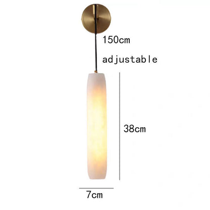 RoyaleGlow Modern Alabaster Wall Sconce - Elegant Brass & Stone Fluted Light