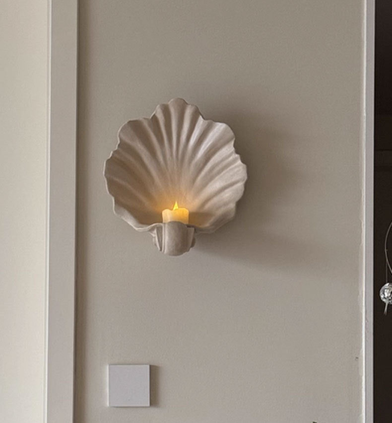LuxRoyale Coastal Shell Wall Sconce Candle Holder-Sculptural Art Deco Design