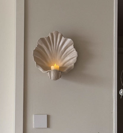 LuxRoyale Coastal Shell Wall Sconce Candle Holder-Sculptural Art Deco Design