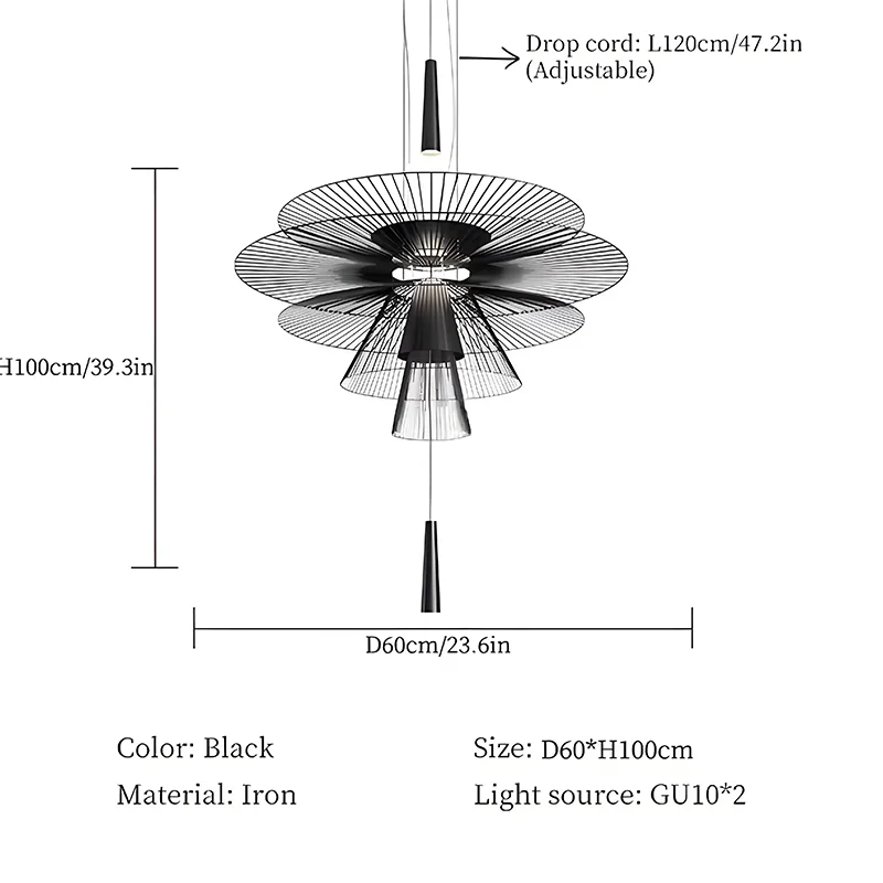 Royelux Modern Iron Wireframe Chandelier Pendant Light with GU10 Spotlight