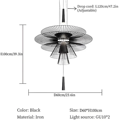 Royelux Modern Iron Wireframe Chandelier Pendant Light with GU10 Spotlight