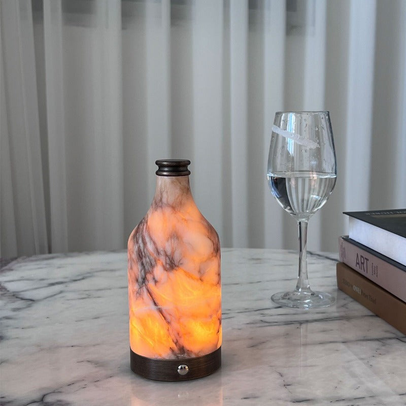 RoyaleGlow Natural Alabaster Modern Accent Lamp - Elegant Bottle Shaped Table Light