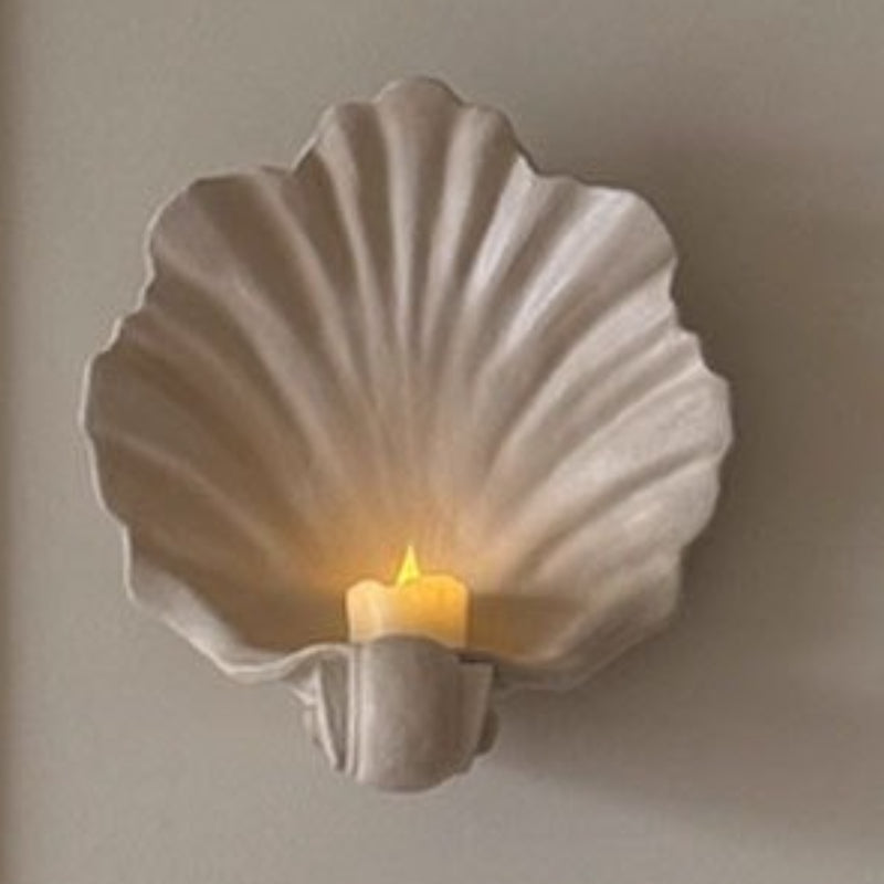 LuxRoyale Coastal Shell Wall Sconce Candle Holder-Sculptural Art Deco Design